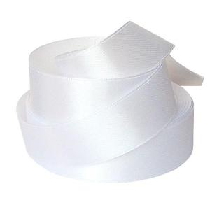 Атласная лента люкс PS911 белая 25мм/200м