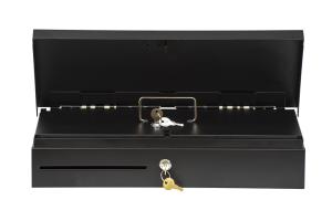 Денежный ящик АТОЛ FlipTop-B черный с нержавеющей крышкой, для Штрих-ФР