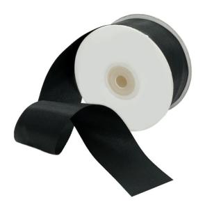 Атласная лента люкс PS911 черная 25мм/200м