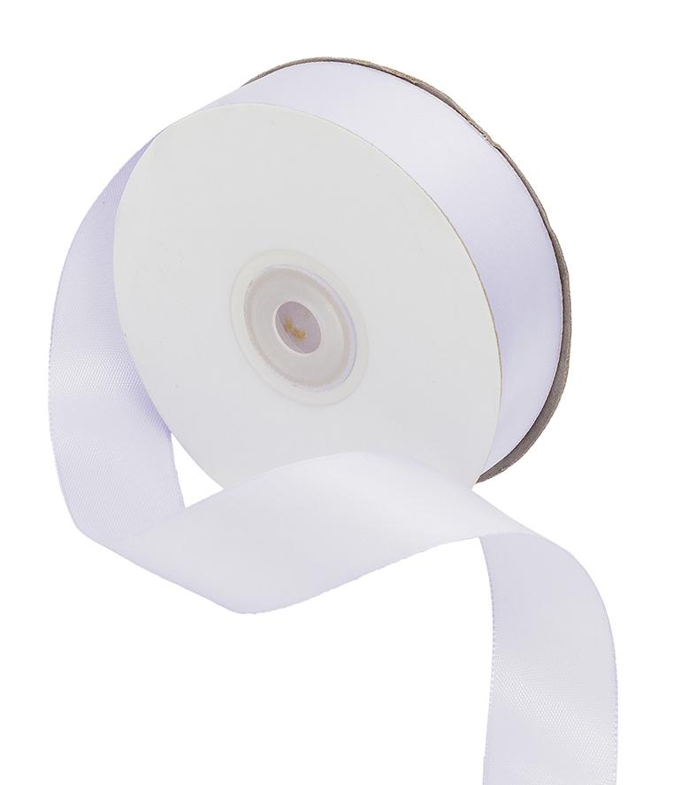 Атласная лента люкс PS911 белая 20мм/200м