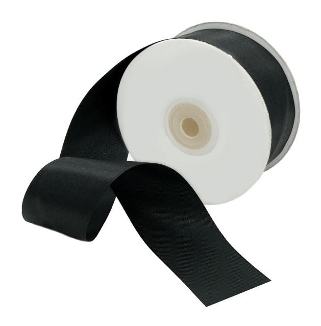 Атласная лента люкс PS911 черная 25мм/200м