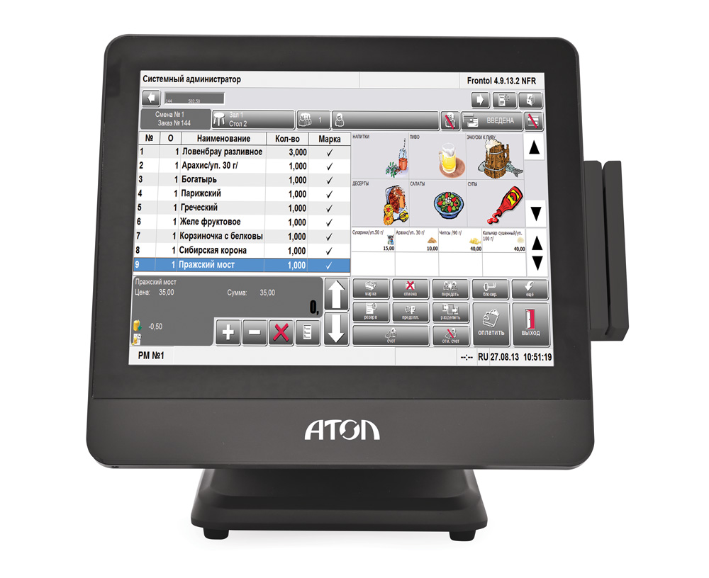 POS-система АТОЛ Ресторан ЕГАИС 15" черная, FPrint-22ПТK без ФН + Frontol Ресторан ЕГАИС