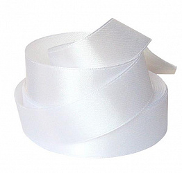 Атласная лента люкс PS911 белая 15мм/200м
